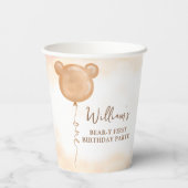Gobelets En Papier Teddy Bear Balloon Beary Première fête d'anniversa (Verso)
