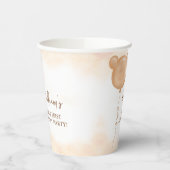 Gobelets En Papier Teddy Bear Balloon Beary Première fête d'anniversa (Gauche)