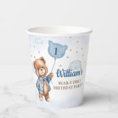 Gobelets En Papier Teddy Bear Balloon Beary Première fête d'anniversa (Verso)