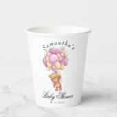 Gobelets En Papier Teddy Bear Balloon rose Baby shower tasses en papi (Recto)