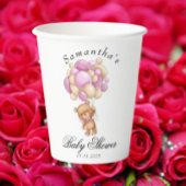 Gobelets En Papier Teddy Bear Balloon rose Baby shower tasses en papi