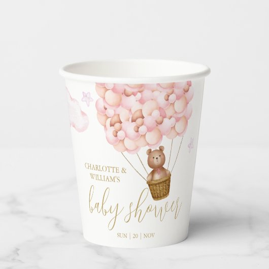 Gobelets En Papier Teddy Bear Bearly Wait Pink Girl Baby shower (Verso)