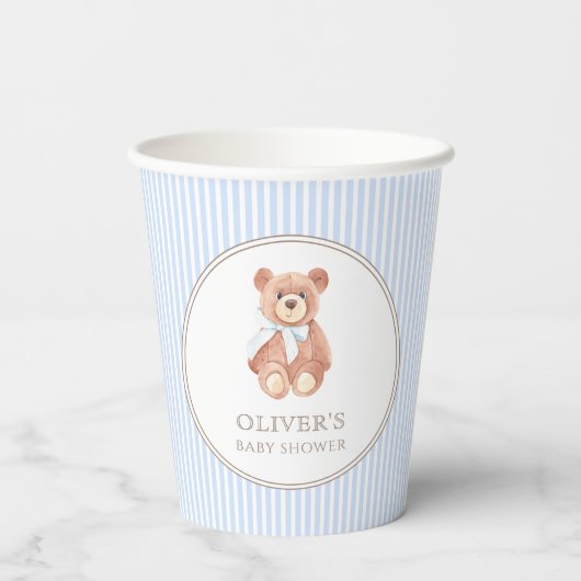 Gobelets En Papier Teddy Bear Boy Classic Baby shower Party (Verso)
