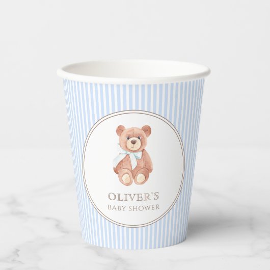 Gobelets En Papier Teddy Bear Boy Classic Baby shower Party (Recto)