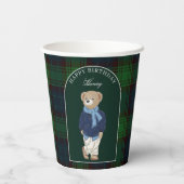 Gobelets En Papier Teddy bear classic plaid birthday party custom (Verso)