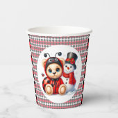 Gobelets En Papier Teddy Bear Ladybug avec Baby shower Snowman (Verso)