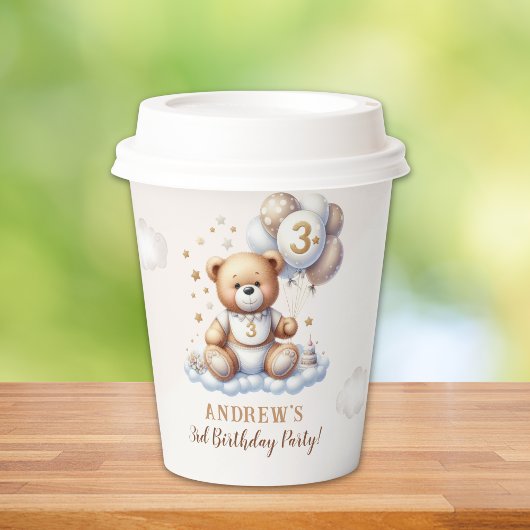 Gobelets En Papier Teddy Bear Party – 3rd Birthday Tableware