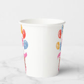 Gobelets En Papier Teddy Ours rose Ballons fille Joyeux anniversaire (Droite)