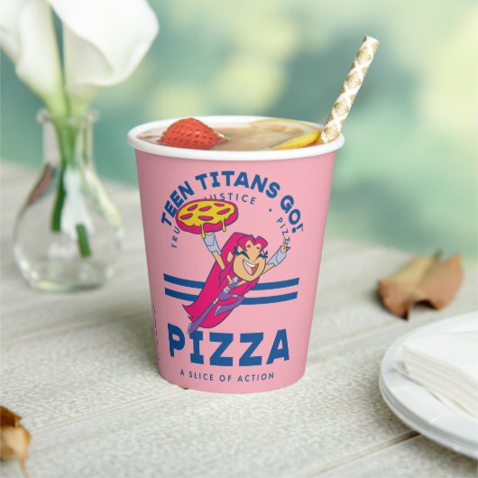 Gobelets En Papier Teen Titans Go ! Starfire "Truth Justice Pizza" (Insitu)