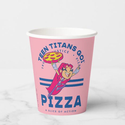 Gobelets En Papier Teen Titans Go ! Starfire "Truth Justice Pizza" (Recto)