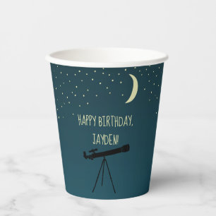 Gobelets En Papier Télescope et astronomie du ciel nocturne Thème