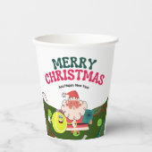 Gobelets En Papier Tennis Noël vacances avec le Père Noël   (Recto)