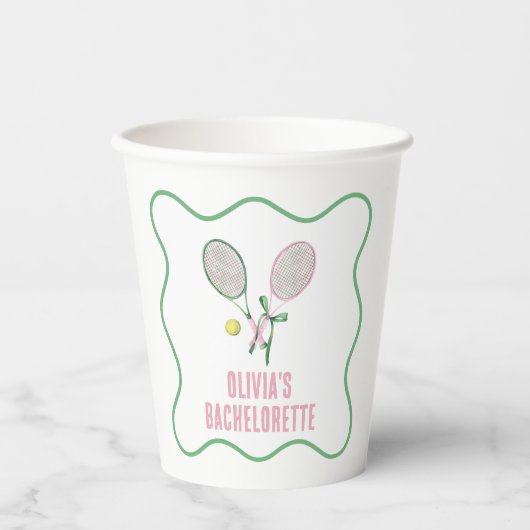 Gobelets En Papier Tennis preppy bachelorette (Recto)