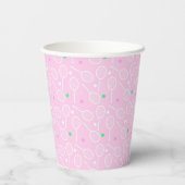 Gobelets En Papier Tennis Racket Motif Pastel Pink Party (Verso)