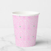 Gobelets En Papier Tennis Racket Motif Pastel Pink Party (Droite)