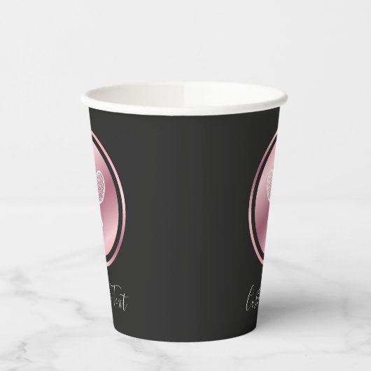 Gobelets En Papier Tennis Rose Gold Raquettes Custom Text Player Part (Gauche)