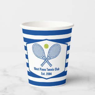 Gobelets En Papier Tennis sur mesure Country Club Bleu rayé