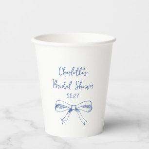 Gobelets En Papier Tenue de Mariée Bleue avec Ruban Coquette Écriture