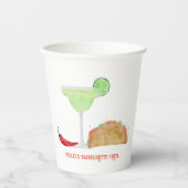 Gobelets En Papier Tequila et Tacos, Margarita Bachelorette Fiesta (Recto)