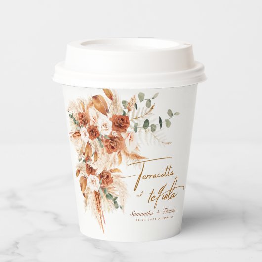 Gobelets En Papier Terracotta Et Mariage Floral Tequila (Recto)