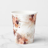 Gobelets En Papier Terracotta Floral Pampas Herbe Élégant Exotique (Verso)