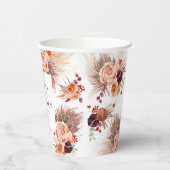 Gobelets En Papier Terracotta Floral Pampas Herbe Élégant Exotique (Gauche)