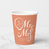 Gobelets En Papier Terracotta Mr & Mrs mariage rustique personnalisé (Verso)