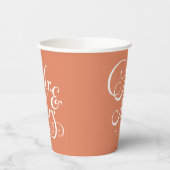 Gobelets En Papier Terracotta Mr & Mrs mariage rustique personnalisé (Gauche)