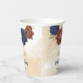 Gobelets En Papier terre cuite bleu marine floral vert (Droite)