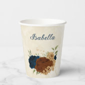 Gobelets En Papier terre cuite marine floral (Verso)