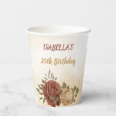 Gobelets En Papier terre cuite tonalité terre vert fleuri (Verso)