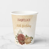 Gobelets En Papier terre cuite tonalité terre vert fleuri (Recto)