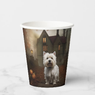 Gobelets En Papier Terrier blanc de l'ouest de l'Écosse Halloween Épo