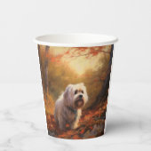 Gobelets En Papier Terrier tibétain à l'automne Feuilles automne Insp (Verso)