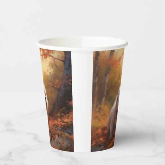 Gobelets En Papier Terrier tibétain à l'automne Feuilles automne Insp (Gauche)