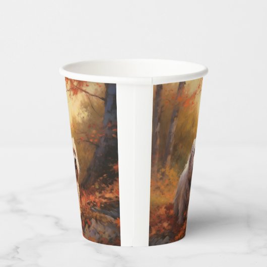 Gobelets En Papier Terrier tibétain à l'automne Feuilles automne Insp (Droite)