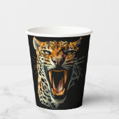 Gobelets En Papier Tête d'attaque du léopard (Recto)