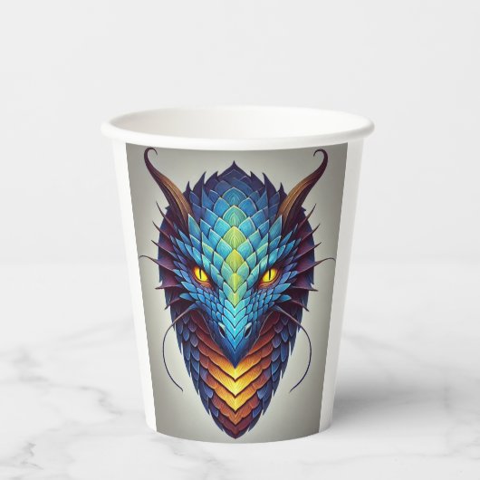Gobelets En Papier Tête de dragon bleu (Recto)