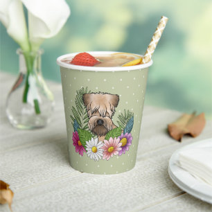 Gobelets En Papier Tête de Terrier Irlandais à Poil Souple Fleurs Col