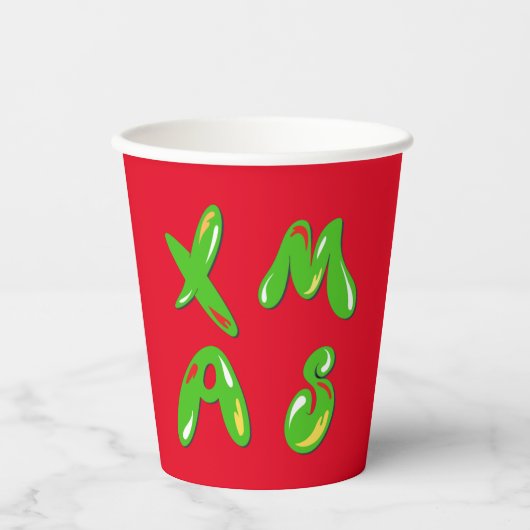 Gobelets En Papier Texte de la bulle de Noël (Recto)