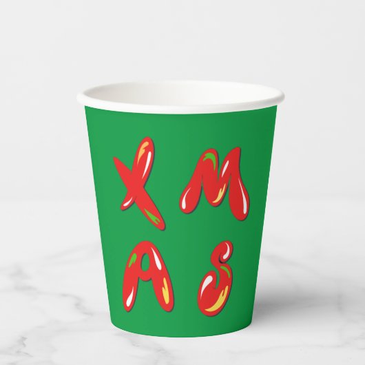 Gobelets En Papier Texte de la bulle de Noël (Recto)
