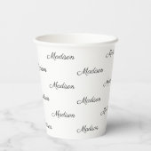 Gobelets En Papier Texte du script noir personnalisé (Verso)