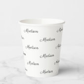 Gobelets En Papier Texte du script noir personnalisé (Gauche)