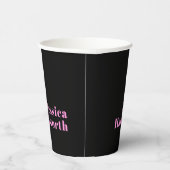 Gobelets En Papier Texte éditable rétro-moderne | Noir et rose (Droite)