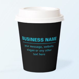 Gobelets En Papier Texte personnalisable pour l'entreprise, etc. Noir