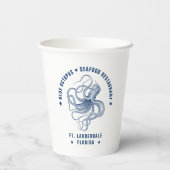 Gobelets En Papier Texte personnalisé de l'illustration de pieuvre bl (Verso)