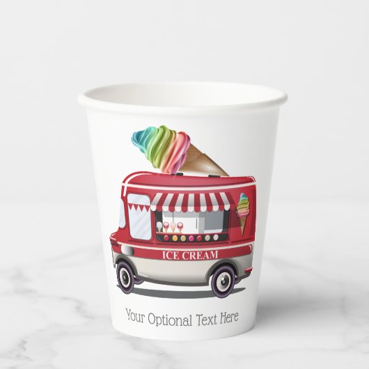 Gobelets En Papier Texte personnalisé du camion à crème glacée (Recto)