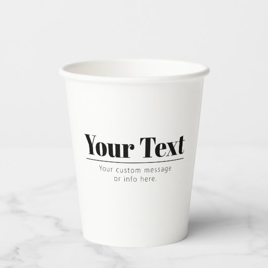 Gobelets En Papier Texte rétro-moderne élégant | Noir & Blanc (Verso)