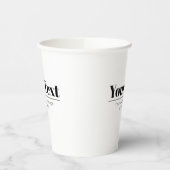 Gobelets En Papier Texte rétro-moderne élégant | Noir & Blanc (Gauche)