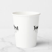 Gobelets En Papier Texte rétro-moderne élégant | Noir & Blanc (Droite)